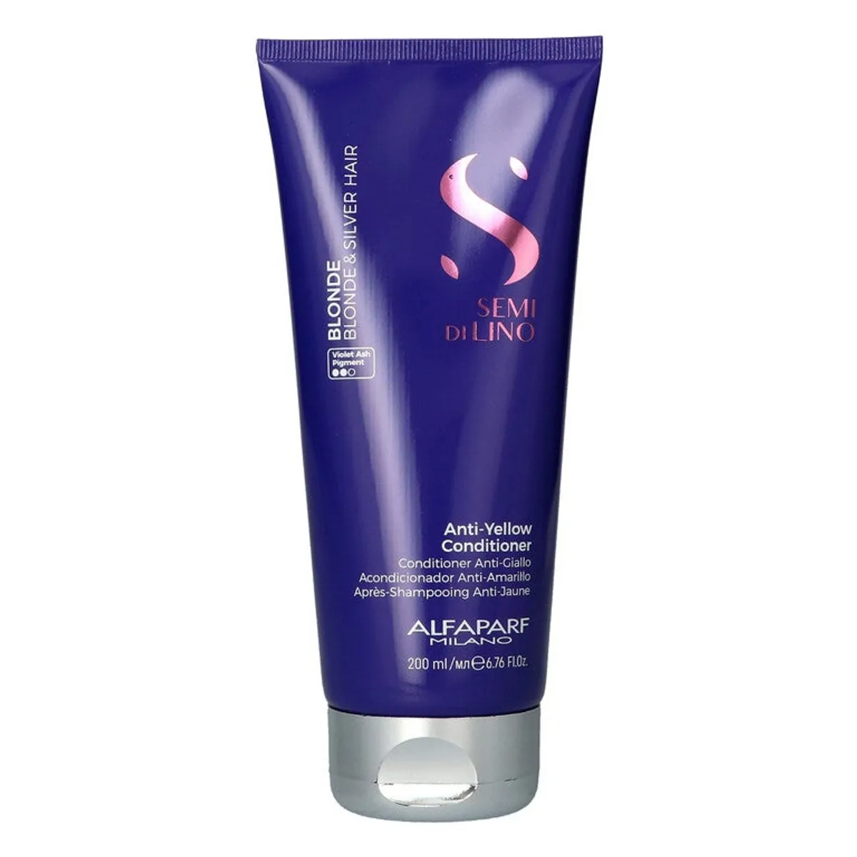 Anti yellow conditioner Semi di Lino Blonde acondicionador matizador para cabello rubio